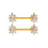 Gold CZ Flower Nipple Bars