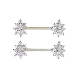 Silver CZ Flower Nipple Bars