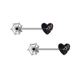 Silver Black Spider-Web Nipple Bars