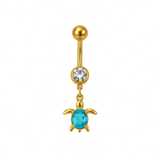 Blue Turtle Dangling Belly Bar