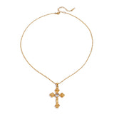 Gold Rose Cross Necklace