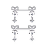 Silver Bow Dangle Nipple Bars