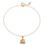Pink CZ Cherry Necklace