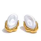 Golden Pearl Stud Earrings