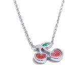 Silver Red Cherry Necklace