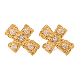 Gold Cross Stud Earrings