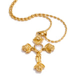 Gold Rose Cross Necklace