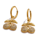 Diamante Gold Cherry Earrings