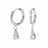 Silver Teardrop Huggie Earrings