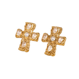 Gold Cross Stud Earrings