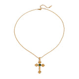 Green Rose Cross Necklace