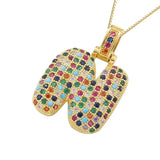 Multicolour Icy Bubble Letter Inital Necklace
