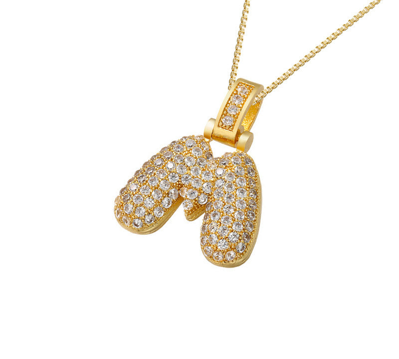Gold Icy Bubble Letter Initial Necklace