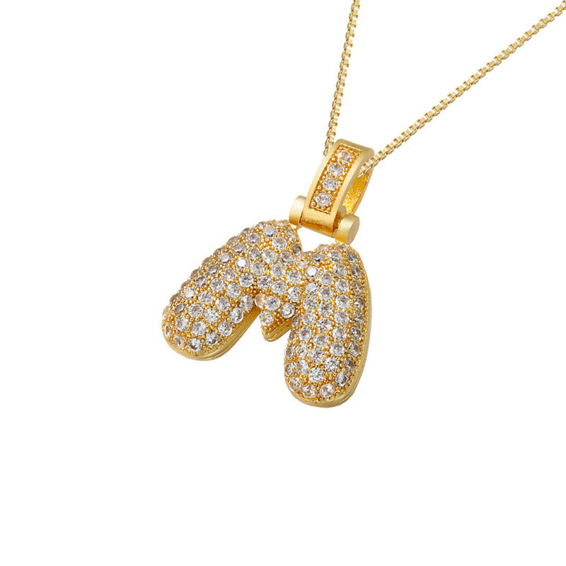 Gold Icy Bubble Letter Initial Necklace