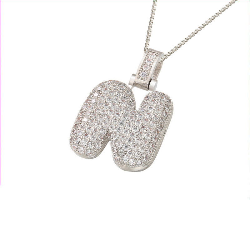 Silver Icy Bubble Letter Initial Necklace