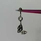 Silver Diamanté Butterfly Belly Bar