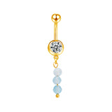 Blue Beaded Dangling Belly Bar