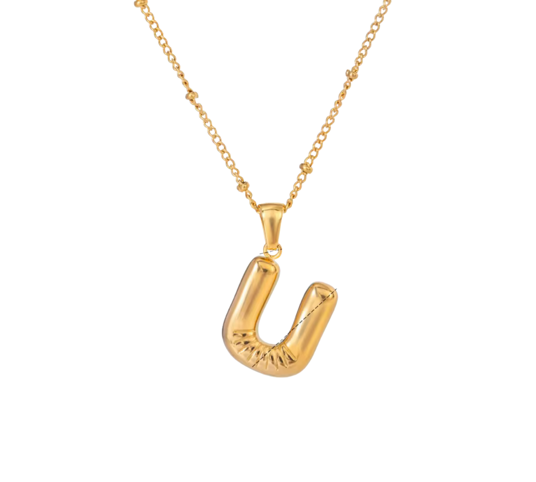 Bubble Letter Initial Necklace