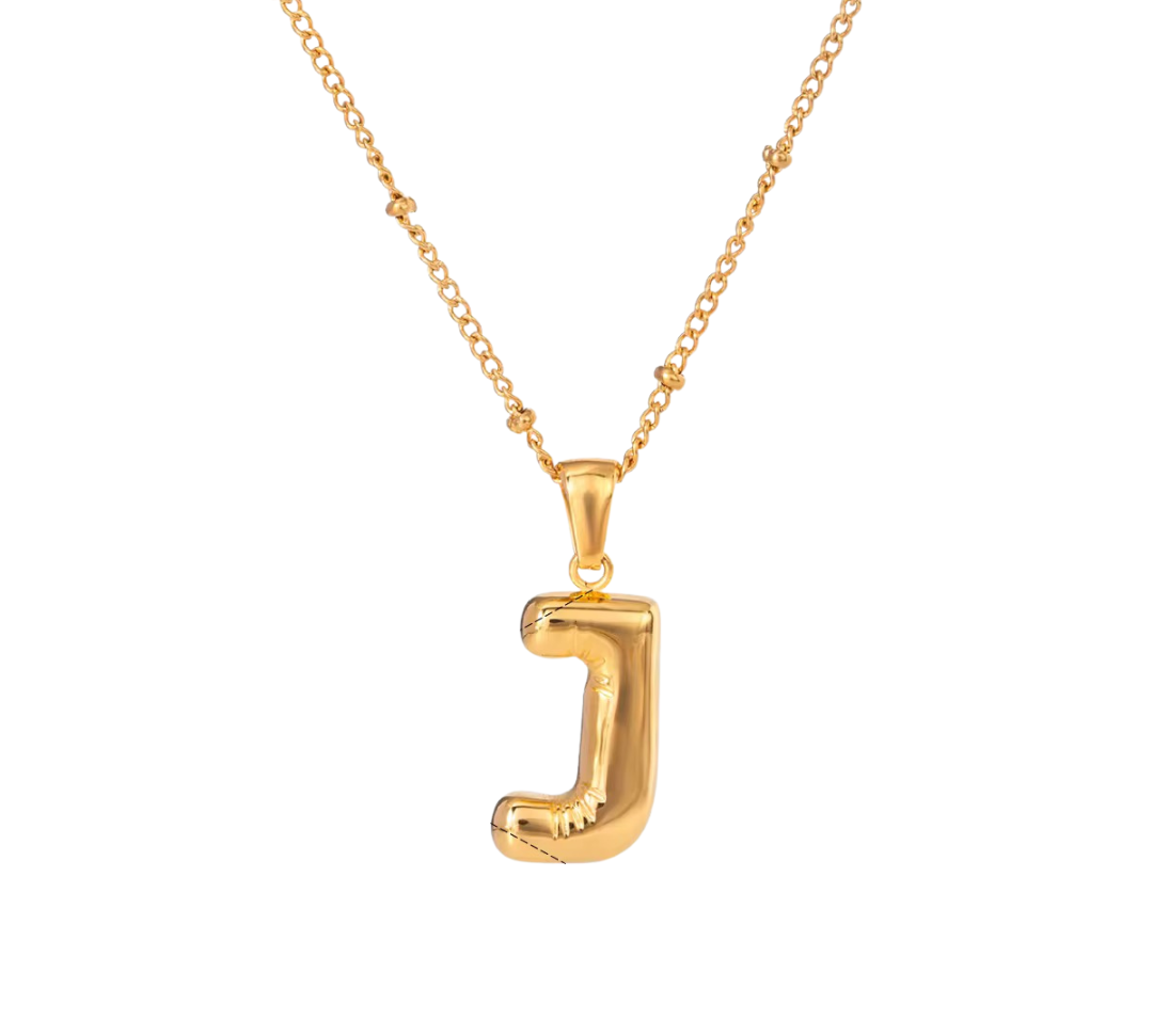 Bubble Letter Initial Necklace