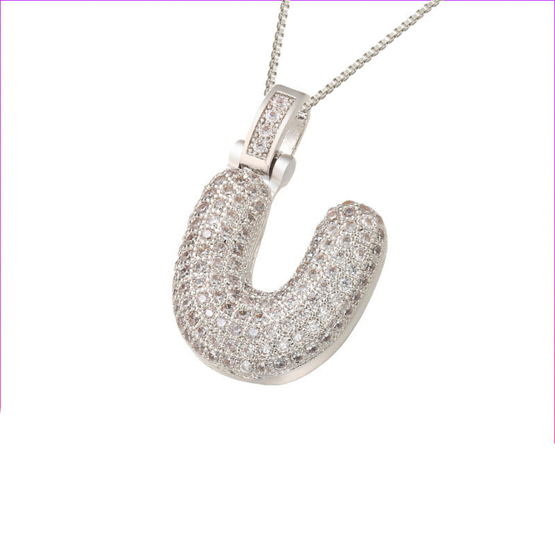 Silver Icy Bubble Letter Initial Necklace