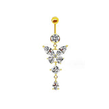 Gold Dangling Butterfly Belly Bar