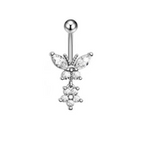 Silver Butterfly Dangling Titanium Belly Bar