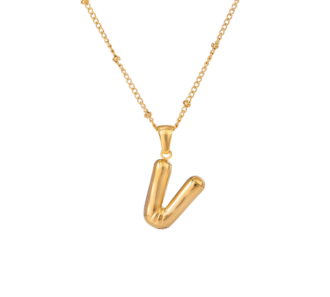 Bubble Letter Initial Necklace