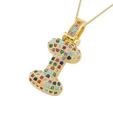 Multicolour Icy Bubble Letter Inital Necklace