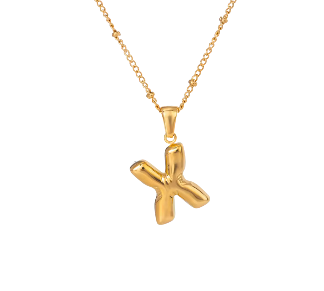 Bubble Letter Initial Necklace