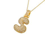 Gold Icy Bubble Letter Initial Necklace