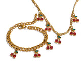 Red Cherry Charm Bracelet
