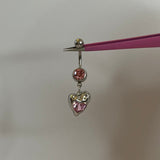 Silver Geometric Heart Belly Bar