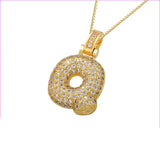 Gold Icy Bubble Letter Initial Necklace