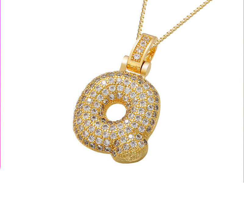 Gold Icy Bubble Letter Initial Necklace