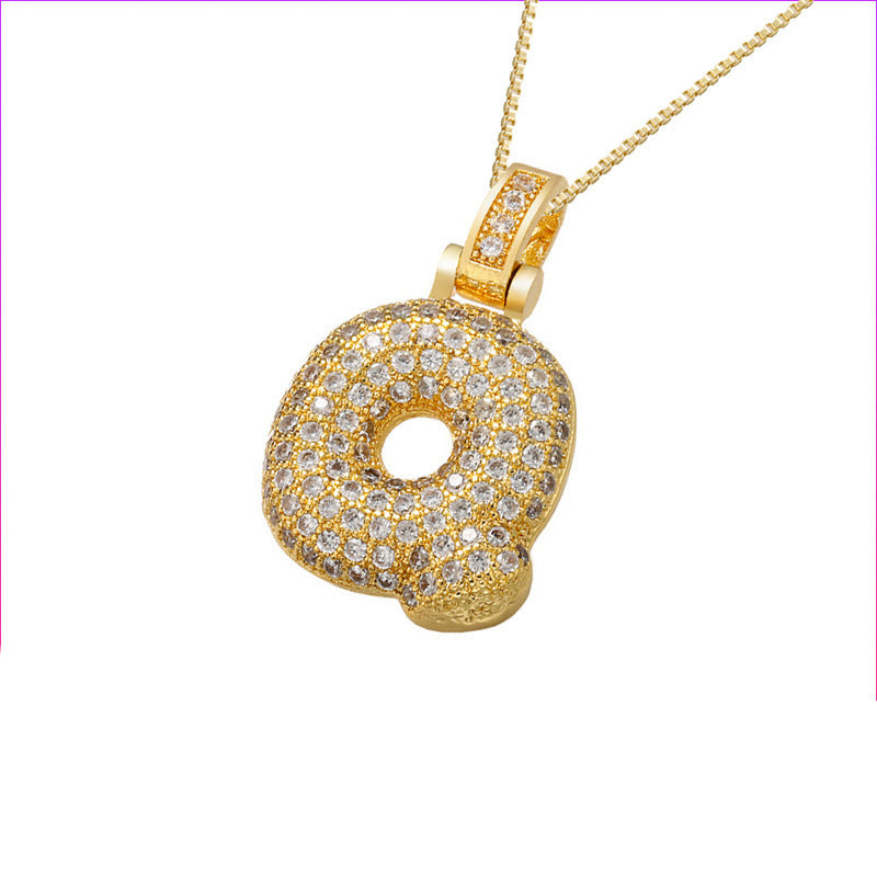 Gold Icy Bubble Letter Initial Necklace