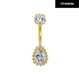 Gold Diamante Titanium Belly Bar