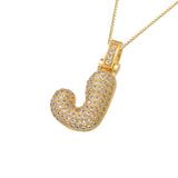 Gold Icy Bubble Letter Initial Necklace