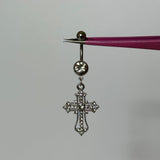 Silver Detailed Cross Belly Bar