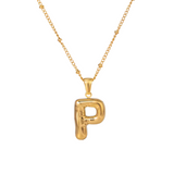 Bubble Letter Inital Necklace
