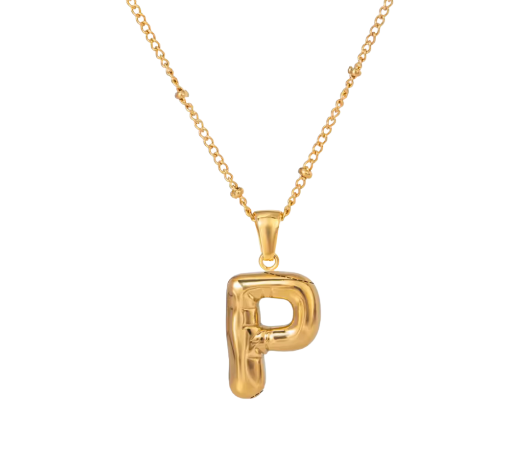 Bubble Letter Initial Necklace