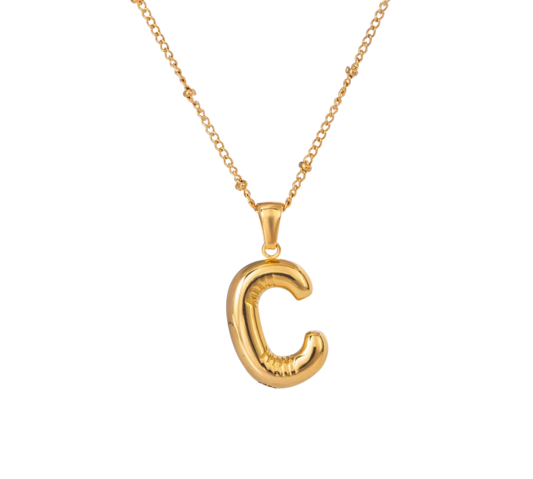 Bubble Letter Initial Necklace