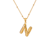 Bubble Letter Inital Necklace