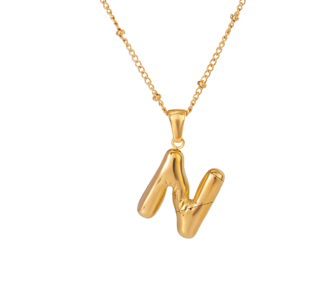 Bubble Letter Initial Necklace