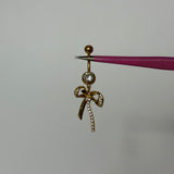 Gold Dangling Diamanté Bow Belly Bar
