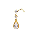 Gold Teardrop Dangling Nose Stud