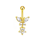 Gold Butterfly Dangling Titanium Belly Bar