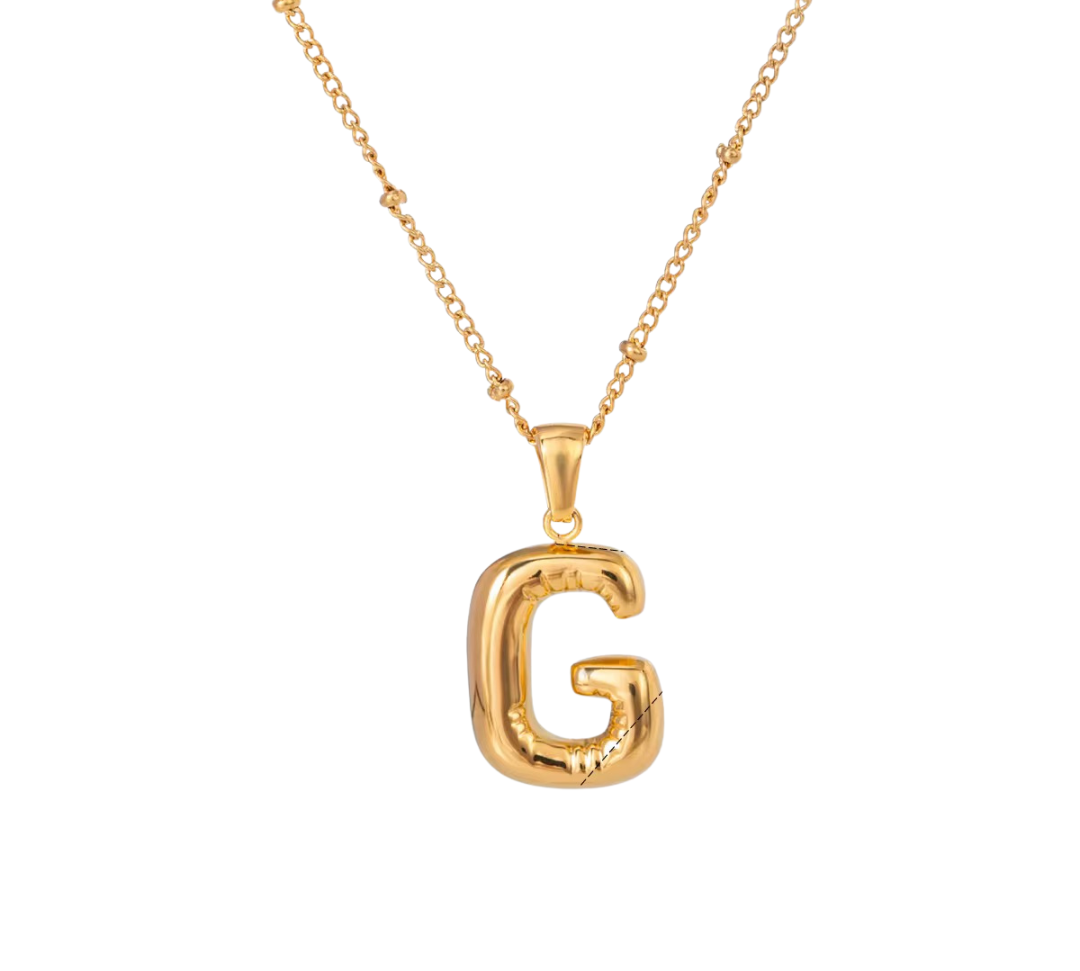 Bubble Letter Initial Necklace