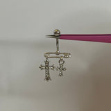 Silver Cross Paperclip Belly Bar
