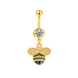 Black CZ Bumble Bee Belly Bar