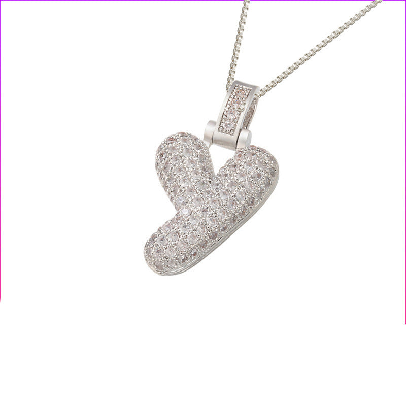 Silver Icy Bubble Letter Initial Necklace